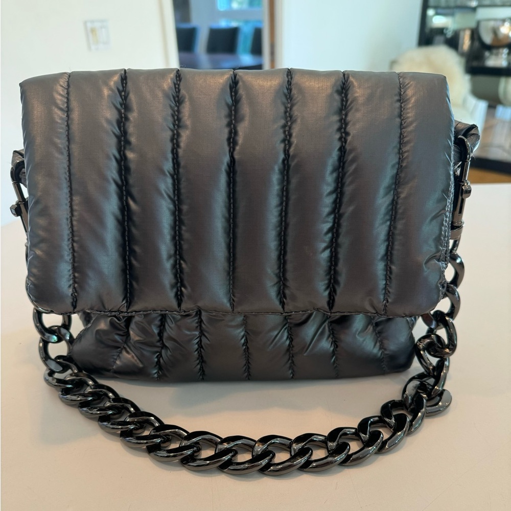 Think Roylan gun metal shoulder and cross-body handbag. Pristine condition.